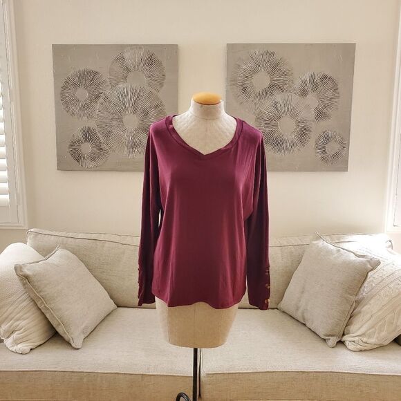 La Mode V-Neck Long Sleeve Top sz Medium - Picture 3 of 12